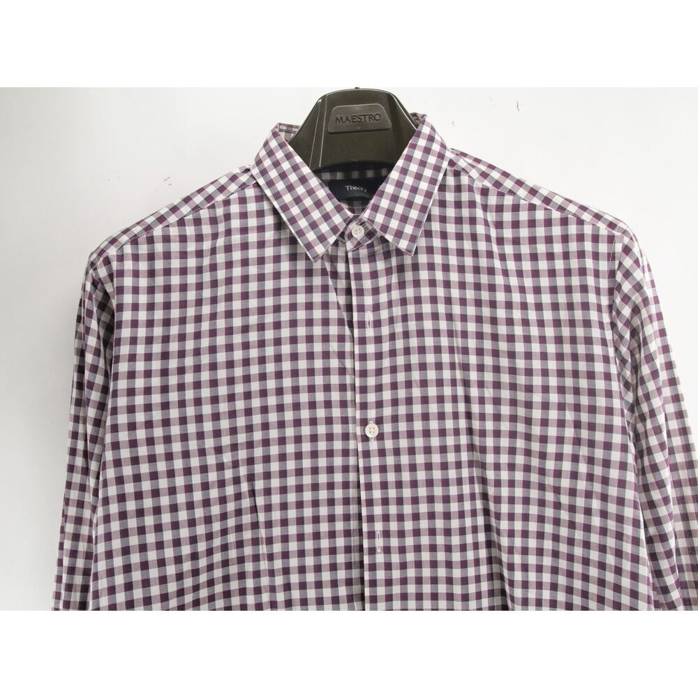 Theory Shirt Mens Size Large Red Plaid Button Up Long Sleeve Casual Modern - Picture 2 of 8
